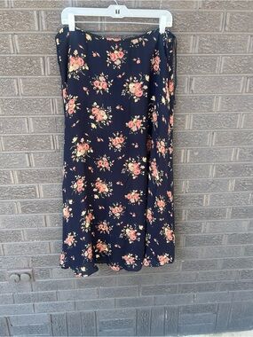 Ralph Lauren Vintage Women’s Floral Silk Midi Skirt Cottagecore Feminine Sz 16
